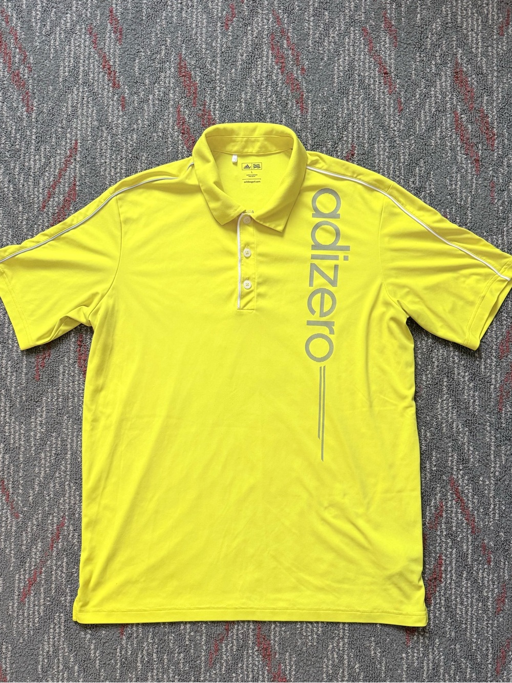 adidas Golf Adizero Mens Large Neon Yellow Performance Polo Shirt Logo